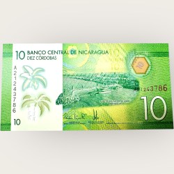 Nicaragua Polymer 10 Cardobas Issue World Banknote Ending 786 Series Unique and Rare