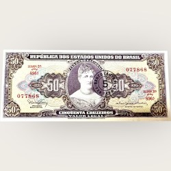 Brasil 50 Cruzeiros 1942 Issue World Banknote Ending 786 Series