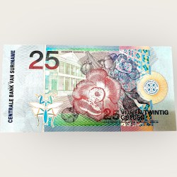 Alternative view of Suriname 25 Gulden Banknote World Banknote Ending 786 Series