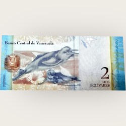 Alternative view of Venezuela 2 Bolivares World Banknote Ending 786 Series Unique and Rare