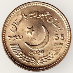 Alternative view of Pakistan Issue Coin Rs 55 Guru Nanak Devji Very Unique and rare Year 2024