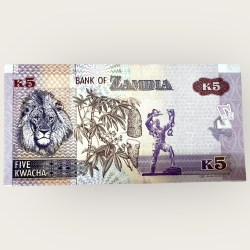 Alternative view of Zambia 5 Kwacha World Banknote Ending 786 Series Unique and Rare