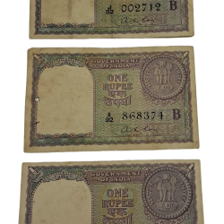 One Rupee Old BIG COIN Year 1957 A.K ROY Mixed Lot 3 Notes are in Collectable Grades.