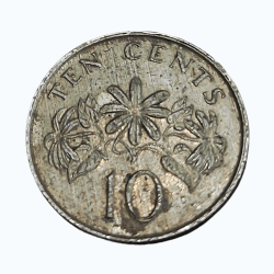 SINGAPORE Cu/Ni TEN CENTS Year 1989 in Collectable Grade.