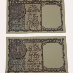 Alternative view of One Rupee Old Issue Year 1965 Signature S.BHOOTLINGAM Serially 2 Notes are in High AUNC Grades.