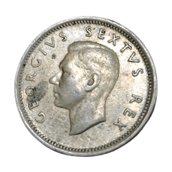 Alternative view of SOUTH AFRICA Silver 6 PENCE Year 1951 King GEORGE-VI in High Collectable Grade.