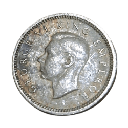 Alternative view of NEW ZEALAND Silver 3 PENCE Year 1941 King GEORGE-VI in Collectable Grade.