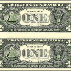 Alternative view of USA 1 Dollars Banknote 2017 Issue B Series Gem UNC 2 Notes UNCUT Sheet Very Unique and Ultra Rare