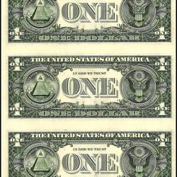 Alternative view of USA 1 Dollars Banknote 2017 Issue B Series Gem UNC 3 Notes UNCUT Sheet Very Unique and Ultra Rare