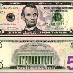 USA 5 Dollars Banknote 2017 Issue A Series Gem UNC Very Unique and Ultra Rare