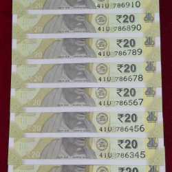 786123 - 786910 ( 9 PCS SET) 20 RUPEES GEM UNC RARE ( 9 NOTE SET)