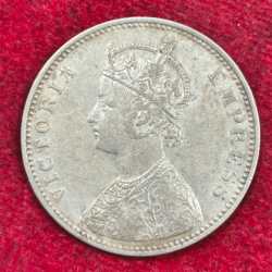 Alternative view of 1 RUPEES 1880 BRITISH-INDIA RARE SILVER VICTORIA HIGH GRADED COIN #1302