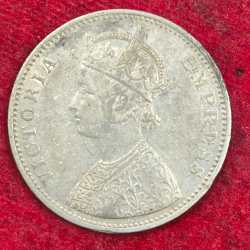 Alternative view of 1 RUPEES 1877 BRITISH-INDIA RARE SILVER VICTORIA HIGH GRADED COIN #1303