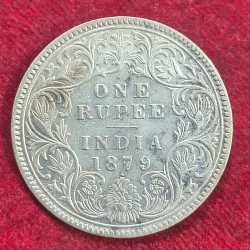 1 RUPEES 1879 BRITISH-INDIA RARE SILVER VICTORIA HIGH GRADED COIN #1304