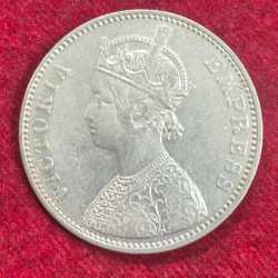 Alternative view of 1 RUPEES 1879 BRITISH-INDIA RARE SILVER VICTORIA HIGH GRADED COIN #1304