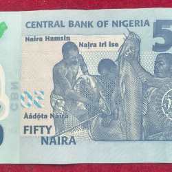 Alternative view of Nigeria 50 Naira POLYMER RARE NOTE # B-2