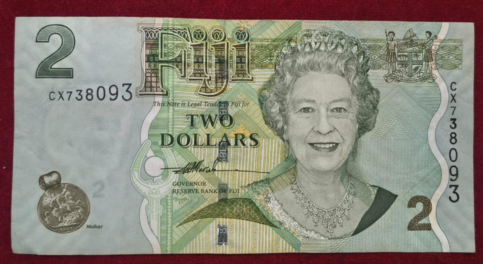 FIJI 2 DOLLARS RARE NOTE # B-2