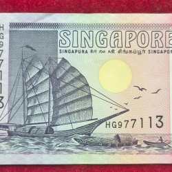 Singapore 2 Dollars purple rare note # b-2