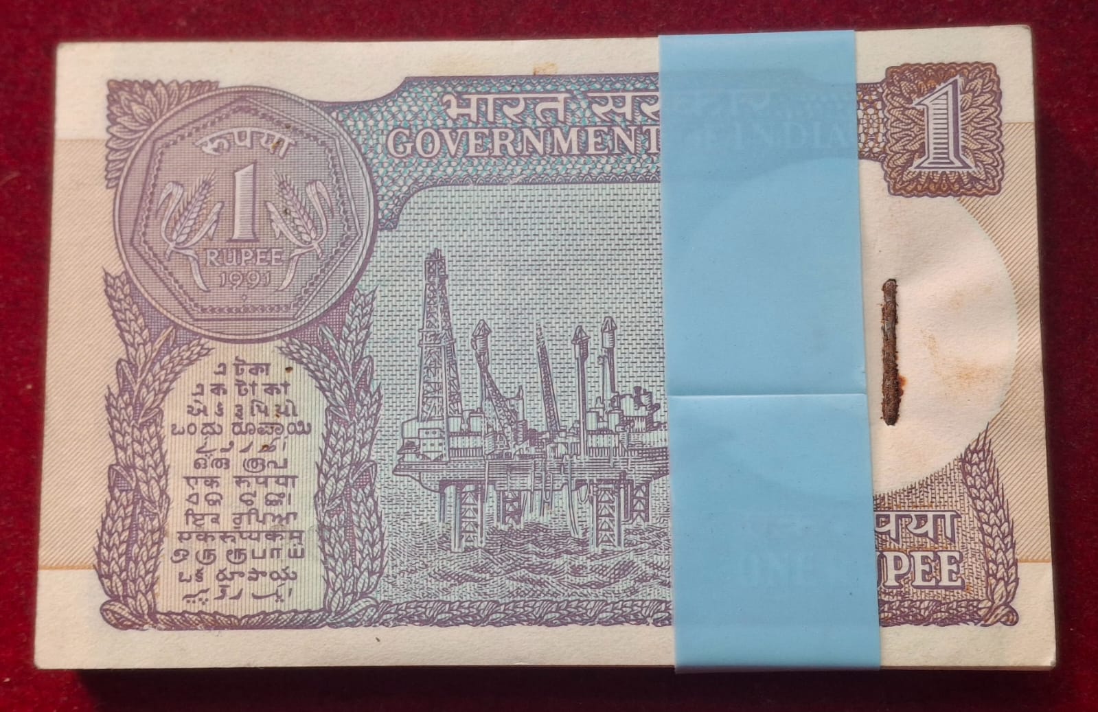 1 RUPEES 1991 GOVERNOR Montek Singh Ahluwalia RARE ( 100 NOTES) SERIAL PACKET - Image 3