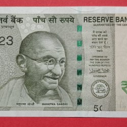 500 Rs GEM UNC Serial Missing Error and Prefix Half Printed Ex Unique Error