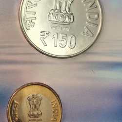 Alternative view of 150TH BIRTH ANNIVERSARY OF LALA LAJPAT RAI KOLKATA MINT RARE 2 COINS ( UNC SET)