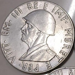 Alternative view of taly – Albania, 2 Lek, 1939, KM #32, Circulated Condition.