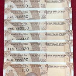111110 - 999990 ( 9 PCS SET) 10 RUPEES GEM UNC RARE ( 9 NOTE SET)