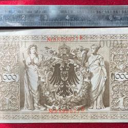 Alternative view of GERMAN 1000 MARK 1910 BIG SIZE RED LOGO RARE NOTE