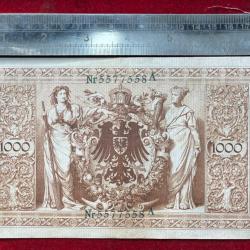 Alternative view of GERMAN 1000 MARK 1910 BIG SIZE GREEN LOGO RARE NOTE
