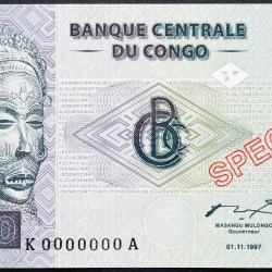 Congo Democratic Republic 50 Francs 1997 Specimen UNC Specimen Unique and Rare