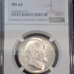 RARE ONE RUPEE 1904 MS 62 NGC GRADED COIN EMPEROR VII KING AND EMPEROR COIN