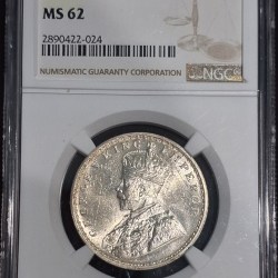 RARE ONE RUPEE 1913 MS 62 NGC GRADED COIN GEORGE V KING EMPEROR COIN