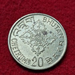 Alternative view of BHUTAN 20 CHERTUMS COIN