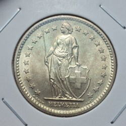 Alternative view of SWITZERLAND 2FRANCS 1967 SILVER COIN