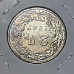 SWITZERLAND 2FRANCS 1967 SILVER COIN