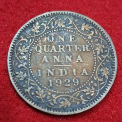 ONE QUARTER ANNA 1929 GEORGE V KING EMPEROR COIN