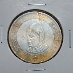 MOROCCO 10 DIRHAMS COIN -BIMETALLIC COIN - King Hassan II
