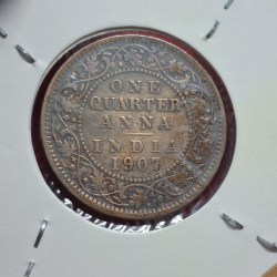ONE QUARTER ANNA 1907 COIN EDWARD VII KING AND EMPEROR