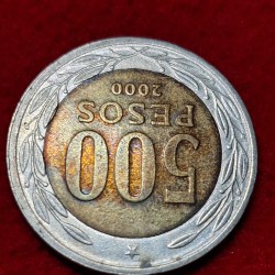 Alternative view of CHILE 500 PESOS BIMETALIC COIN