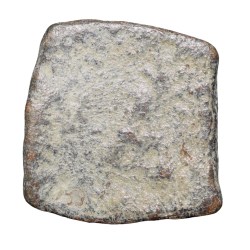 Alternative view of Lead Coin of Western Kshatrapa - Rudrasena III? (3rd Cen. AD) with Bull/3-Arched Hill