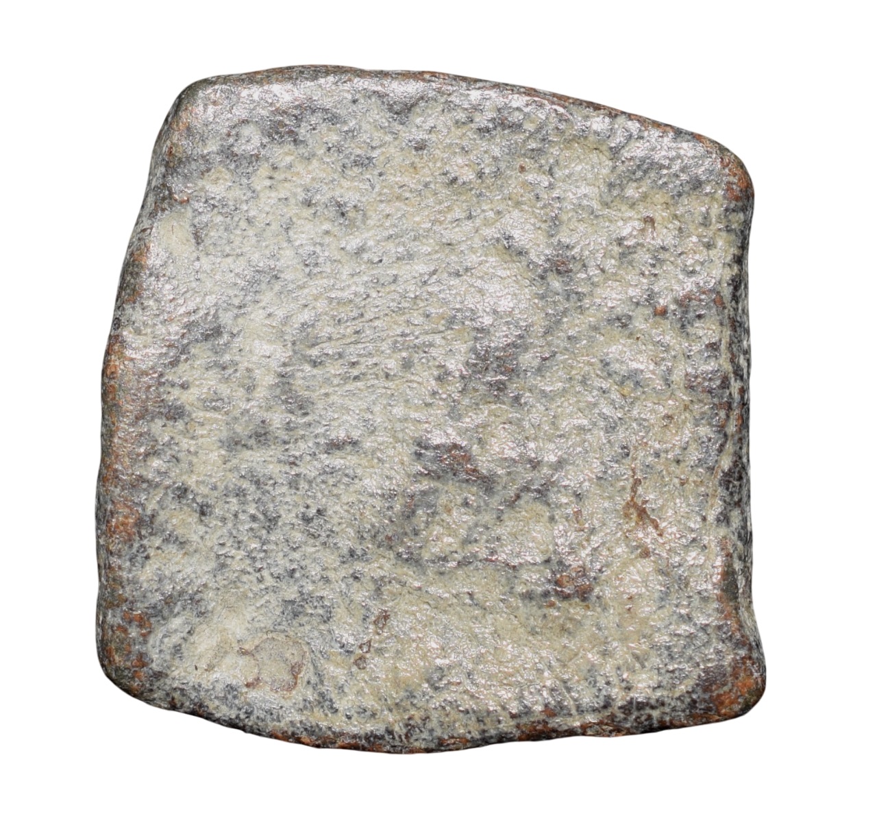 Lead Coin of Western Kshatrapa - Rudrasena III? (3rd Cen. AD) with Bull/3-Arched Hill - Image 2