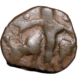 Alternative view of Copper Fractional Unit of Vasudev (AD 190-230) of Kushan Dynasty with Shiv & Nandi Type Rare