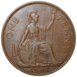 Bronze Penny of George VI (AD 1948) from United Kingdom