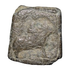 Lead Coin of Western Kshatrapa - Rudrasena III? (3rd Cen. AD) with Bull facing right/Three Arched Hill