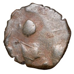 Alternative view of Copper Fractional 1/4 Drachma of Vasudev(AD 190-230) of Kushan Dynasty Shiv & Nandi Type