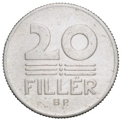 Alternative view of Aluminium 20 Filler of Hungary (AD 1974) with Three wheat stalks divide year