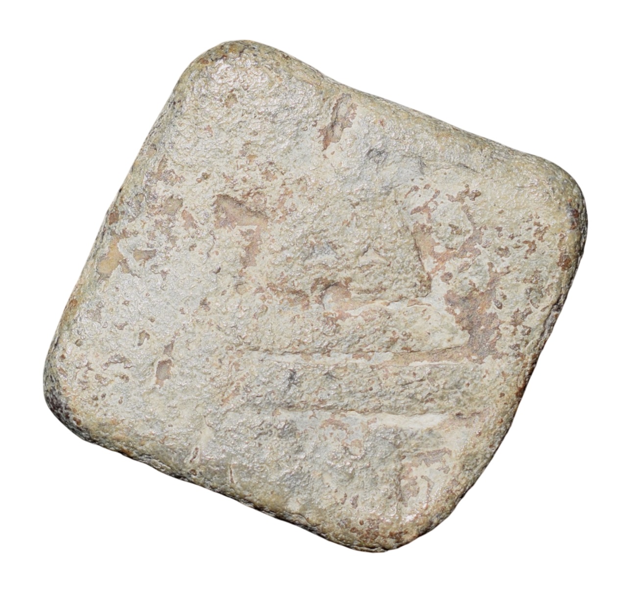 Lead Coin of Rudrasen III? of Western Kshatrapa(300-400 AD) Elephant Facing/6-Arched Hill - Image 2