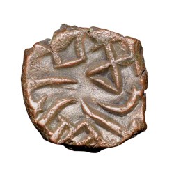 Alternative view of Copper Kakani of Ganapati Naga(c. 3rd Cen. AD) of Nagas Dynasty from Padmavati Bull left Type Almost Mint Grade