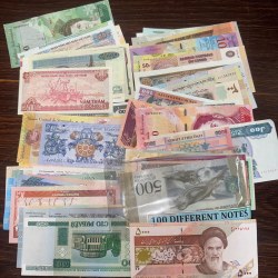 Alternative view of 100 Different Countries Rare Bank Note Set Gem Unc Condition