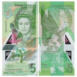 Queen Elizabeth 5 Five Dollars Commarative Issue Polymer Note Eastern Caribbean Central Bank